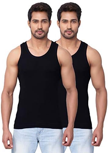 Dixcy Scott Originals Classic Ribbed Vest |100% Combed Cotton | Rib 2x2 Men's Vest | No-Peep Neckline | Breathable, Sweat Absorbent Vest for Men | Cut Away Back Arm Hole | Innerwear for Man |Pack of 2