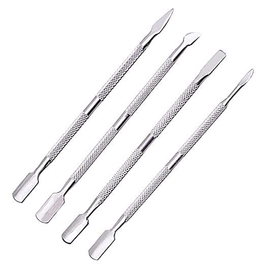 4Pcs Cuticle Pusher Remover and Cutter, Creatiee Double Ended Stainless Steel Cuticle Cleaner Nail Gel Polish Removal, Manicure Pedicure Nail Tools for Fingernails Toenails - Professional & Durable