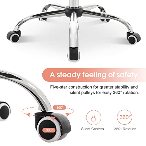 Barberpub Manicure Adjustable Lumbar Support Work Chair, Cute Swivel Rolling Nail Chair, Ergonomic Chair With Armrest 3535 (Pink) #TOP6