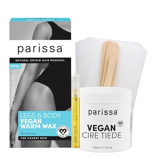 Parissa Microwavable Warm Wax Kit | Vegan, Salon-Quality Formula for Coarse Hair on Legs & Body | 5 fl oz (150 ml)