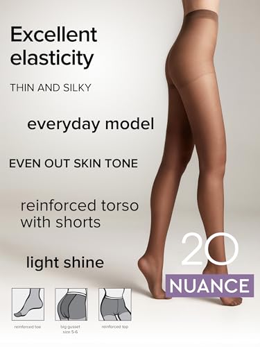 Image of Conte Control Top Tension Sheer Pantyhose Tights with Silky Matte Effect Nuance 20 Den