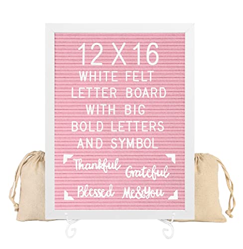 Image of G GAMIT Felt Letter Board White Frame - 12x16 Baby Announcement Sign &Message Board Board with Big letters&Stand