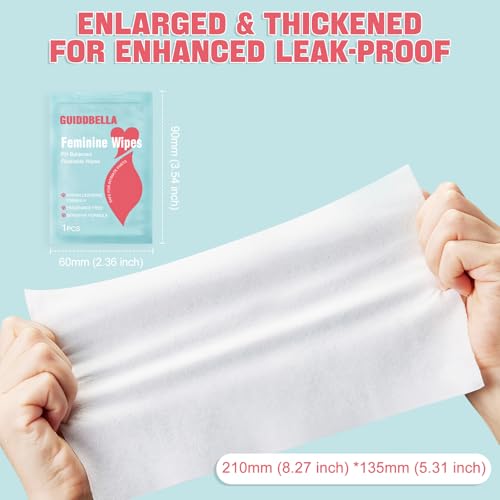 GUIDDBELLA Feminine Wipes for Women - Individually Wrapped Flushable Wipes, PH-Balanced, Alcohol-Free, Unscented - Image 6