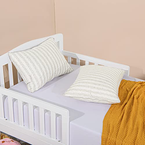 Ntbay 2 Pack 100% Organic Jersey Cotton Toddler Pillowcases, Super Soft And Breathable Yarn-Dyed 13X18 Nursery Pillow Cases With Envelope Closure, 13"X18", Camel And Beige Stripe #TOP3