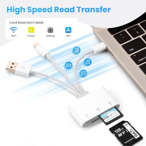 Image of SD Card Reader, XD Card Reader for iPhone, 3 in 1 SD /TF /XD Picture Reader for Lightning /USB C /USB A Device, Lightning+USB A+USB C TF Card Adapter for iPhone 17 /16 /15 /14 /13 /iPad /PC /Android