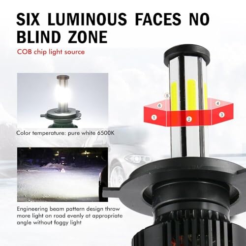 Image of H4 /9003 /HB2 LED Headlight Bulbs with Mini Projector Lens Canbus Hi /Lo Beam LED Headlight Kit for Headlight (6 SIDE 200 WATT)