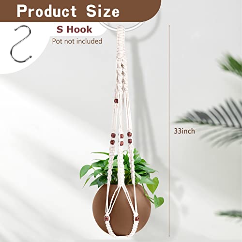 Necamocu Extra Sturdy Macrame Plant Hanger With No Tassel, Elegant Hanging Plant Holder For Indoor Plants #TOP4