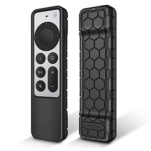 Fintie Protective Case for Apple TV Siri Remote 2021 2022 - Honey Comb Lightweight Anti Slip Shockproof Silicone Cover for Apple TV 4K / HD Siri Remote Controller (2nd Gen / 3rd Gen), Black