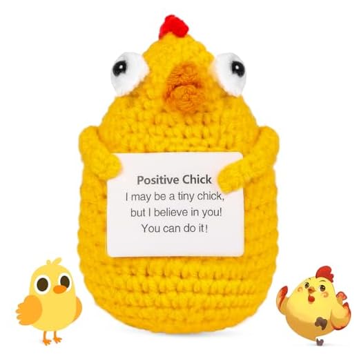 KufaerBeam Pollo positivo idea regalo cumpleaños - Creative Knitted Pollo Positivo Doll- Gadget Escritorio Lindo Afortuna, Regalos Originales para Graduación Collega Hermana Amiga Oficina (Pollo)