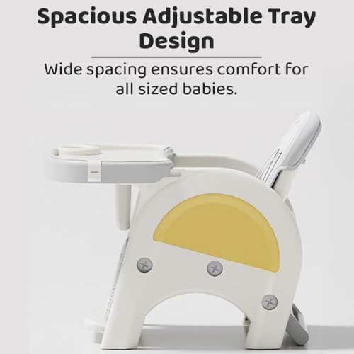 Image of StarAndDaisy Baby high Chair for Baby Feeding Chair for 0 to 5 Years with Removable Tray, Convertible Baby High Chair to Study Table & Chair Set, 5-Point Safety Belt, Multi Backrest Position -Grey