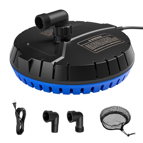 LHUKSGF Automatic Pool Cover Pump, 1500 GPH Submersible Water Sump Pump for Pool Draining with 25 Ft Power Cord and 2 Adapters, Water Removal for Swimming Pool, Hot Tub, Pond, Blue