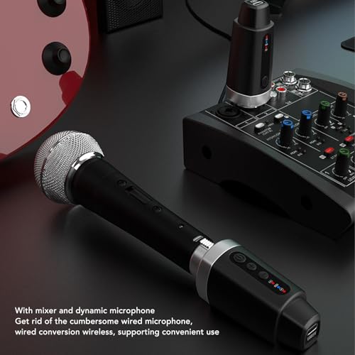 Wireless XLR Transmitter Receiver, 3 Pin UHF Mic Adapter System con Adaptador de Micrófono Inalámbrico para Micrófonos Dinámicos, Sistemas de Sonido, PA, Eventos, 7 Horas Recargable miniatura 4