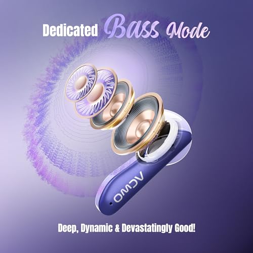 Image of ACwO Dwots 111 in Ear Wireless Earbuds|Up to 75Hrs Battery Life|10Mm Spatial Drivers|Noise-Free Calls with 4 Noise Cancellation Mics|Bluetooth V5.4|Dedicated Cinematic & Bass Mode (Irish Purple)