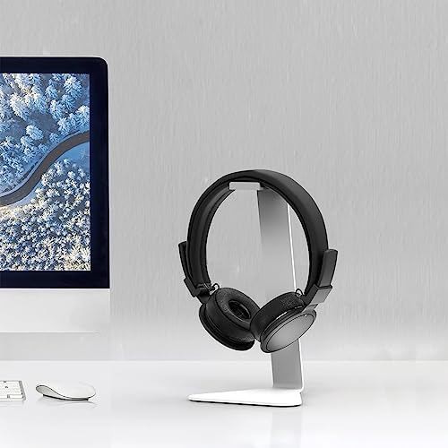 Image of Kanto H1 Universal Headphone Stand - White - Solid Steel Construction - Curved Silicone Resting Surface