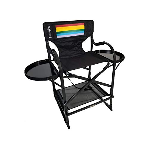 Tuscany Pro Portable Makeup & Hairstylist Chair Designed for LGBT - Perfect for Makeup, Hair Stylist, Salon with Adjustable Seat Height - Carry Bag Included