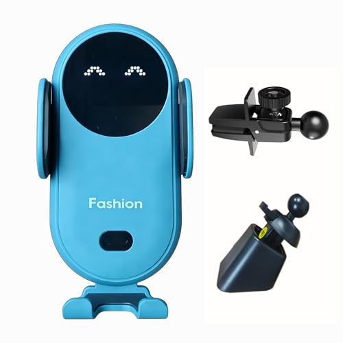 Carrotech Wireless Car Charger Mount Cute Car Phone Holder Automatic Clamping Air Vent Dashboard Smart Phone Holder for iPhone 15/14/13/12/11//XS/XR/8 Samsung S23/22/21/20/Note 20 etc (Blue)