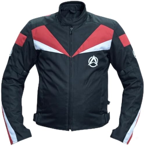 Image of ONEX Waterproof Motorbike Jacket for Men CE Protected Touring Riding Jacket Windproof (UK, Alpha, L, XL, Regular, Regular, Red)