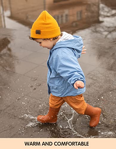 Kids Beanie, Warm Soft Winter Hats for Boys Girls Toddler Baby Children, Double Layer Knit Cap (Yellow)2