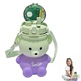 ◎[Botella de agua potable directa de dos vías] Puede beber de la botella de agua Bear directamente o a través de una pajita, ambos muy convenientes. Beber fácilmente es posible gracias a la pajita hecha de silicona.