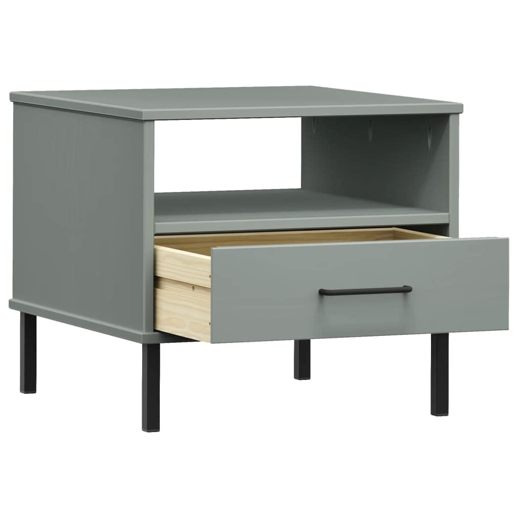 Table de chevet Oslo avec tiroir en pin massif gris 50 x 50 cm