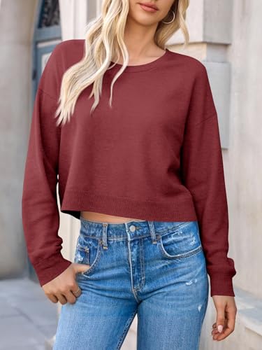 Image of Saodimallsu Womens Bow Sweater Cropped V Neck Long Sleeve Pullover Tops | Soft Cozy Knit, Two-Way Wear Design, Front & Back Bow, Cute Fall Tops 2026, Winter Fashion, Dressy Casual Holiday Outfits