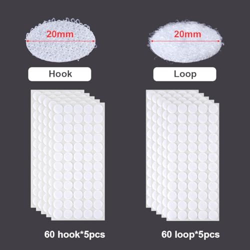 Image of Ainiv 300 Pairs Self-Adhesive Hook and Loop Dots, Double-Sided Adhesive Tape Stickers, Removable Adhesive Sticker Traceless, Waterproof DIY Stickers Crafts Dots Round Pads for Home School Office