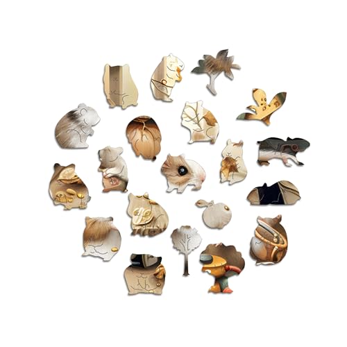 Iconic Puzzles – Curious Hamsters, fantasy animals, 100 % nachhaltiges Holzpuzzle, Geschenke für Kinder und Erwachsene, Größe M, 350 Teile – Ansicht 6