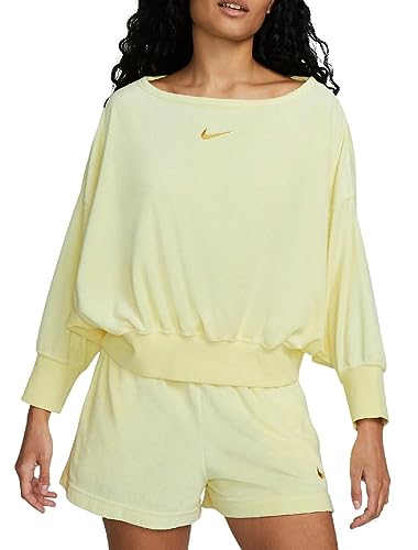 Haut court oversize col bateau tissu éponge femme vêtement sportswear confortable