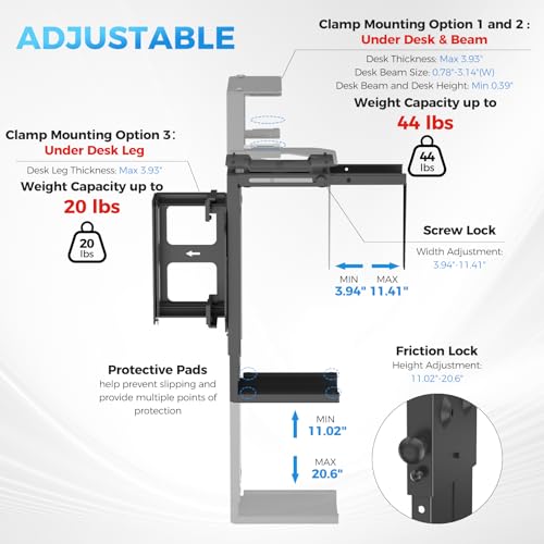Soporte ajustable de sujeción para CPU bajo escritorio o pata miniatura 2