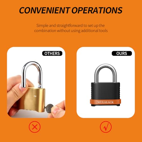Image of WULALACK Heavy Duty Outdoor Combination Lock with 1-1 /2-Inch-Long Shackle, Weatherproof Combo Lock for Gate，Fence，Shed
