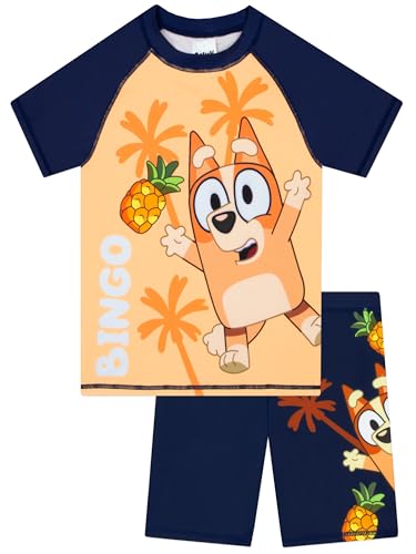 Bluey Boys Swim Set, Bingo Boys Swim Trunks and Rash Guard, Kids Swimwear