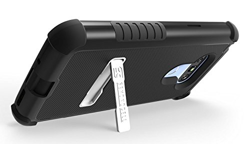 Beyond Cell Black Rugged Tri-Shield Rubber Grip Skin Hard Case Cover Metal Stand For Lg G5 (Ls992, Vs987, H820/H850/H845, H830, Us992) #TOP3