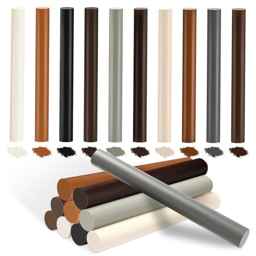 Ledebouk Juego de 10 Kit de marcadores de reparación de madera para muebles, Crayones de Cera para Repar Madera, Multicolor para Repara Arañazos Puerta, Manchas, Suelos de Madera Dura, Mesa