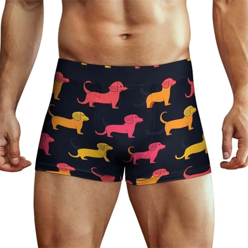 Dachshund Dog Cute Print Mens Underwear, Soft Boxers for Men, Moisture-Wicking Breathable Boxer Briefs