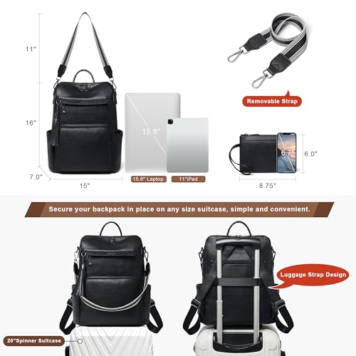 Image of Shrrie Vegan Leather Laptop Backpack for Women 15.6 inch Work Backpack Fashion Travel Backpack Purse for Travel College Work