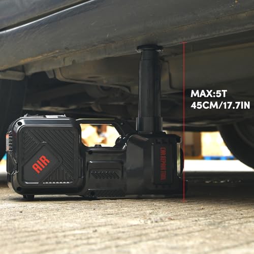 Image of Electric Jack BENYAN 5 Ton Car Floor Jack Kit with Inflator Pump | 12V Portable Car Hydraulic Jack with LED Light for SUV MPV Sedan | Lifting Height Range 6 to 17.7 Inch Black
