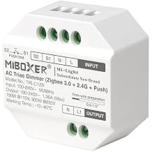 LGIDTECH TRI-C1ZR Miboxer AC Triac Dimmer Zigbee 3.0+2.4G+Push,Compatible with Philips Hue,Amazon Echo Plus2nd Gen, Support Smartphone Control Traditional Incandescent Light Intelligently