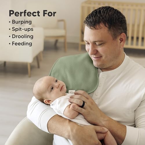 Image of KeaBabies 5-Pack Organic Burp Cloths Baby Girl, Boy - Extra Large, Absorbent Baby Burp Cloths, Soft Burping Cloths for Babies, Newborn Burp Clothes, Cotton Burp Rags, Thick Burp Cloth (Phase /Quin)