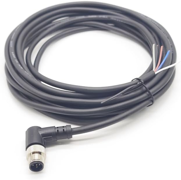 M12 5Pin Male Connector Cable, A Code Right Angle Molding Cable Male Aviation Sensor Electrical PVC Cable 125V 4A AC/DC Industrial Molded Cable AWG24（10Meter）