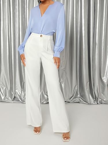 Women's Work Casual Pants Women's Solid Wide Leg Pants for Business3