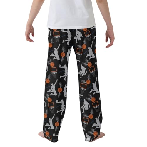 CaTaKu Boys Basketball Sport Pants for Boys Girls Wide Leg Sweatpants Kids Long Bottoms with Pockets Size 6-14Y2
