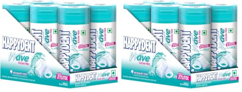 Image of Happydent Wave, Xylitol Sugarfree Mint Flavour, Bubble Gum Bottle Pack, 231.2 g- Pack of 16