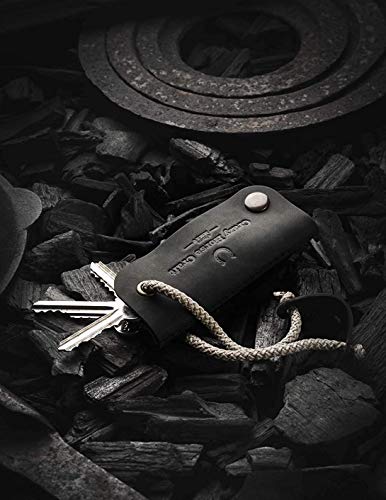 Leder Key Organizer & Halter | Carbon Black, echte Crazy Horse Leder Schlüsseletui, Schlüsselanhänger, Schlüsselanhänger, Schlüsselanhänger, perfekte Geschenk für ihn, Crazy Horse Craft