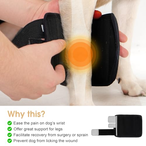Image of Avont Dog Front Leg Brace, Wrist Compression Wrap Sleeve, Protects Wounds Prevents Licking Help Recover from Injuries Sprains and Arthritis -1 PCS(M)