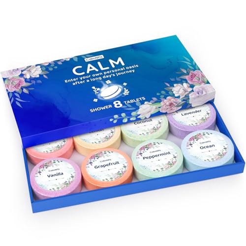 Image of CalmNFiz Shower Steamers Aromatherapy Self Care Gifts 8 Pack Set, Blue