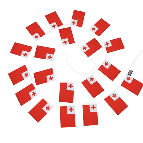 Image of AZ FLAG Tonga 6 meters BUNTING Flag 20 flags 9'' x 6'' - Tongan STRING flags 15 x 21 cm
