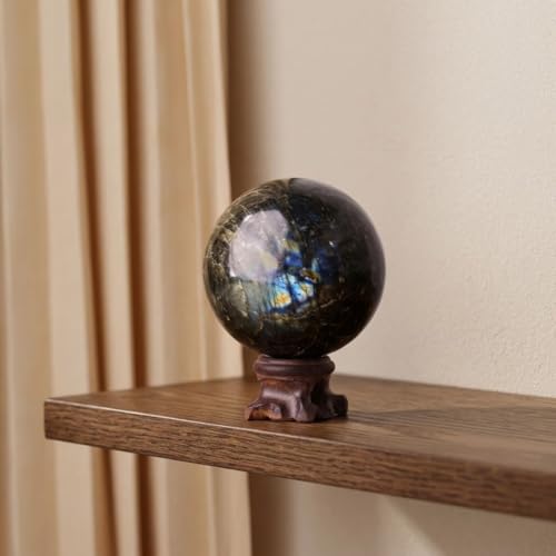 Image of Shubhanjali Labradorite Crystal Sphere Ball 500-550 GMS | Natural Polished Gemstone Sphere for Meditation, Reiki Practice, Feng Shui & Vastu Decor | Decorative Crystal Ball for Home & Office