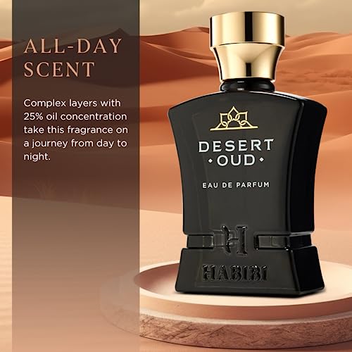 H Habibi Desert Oud Fragrance For Men - Floral, Woody, Patchouli Cologne For Men - Warm, Sweet & Spicy Niche Eau De Parfum Men - Blended With Rare Exotic Notes - Work, Evening Special Occasion Wear #TOP6