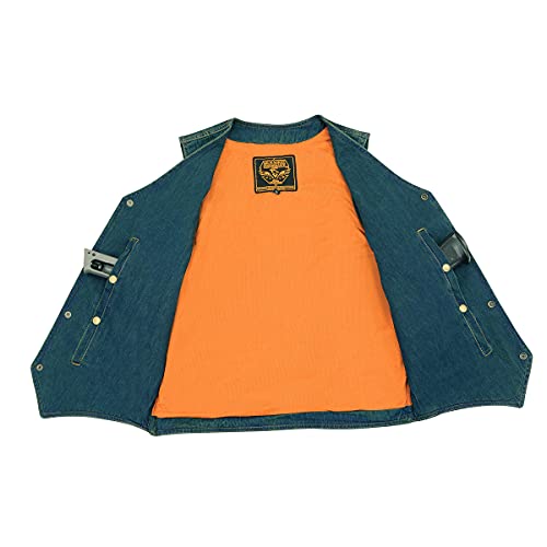 Milwaukee Leather Dm1310 Men's Blue Denim Classic Snap Front Biker Vest - Large #TOP3