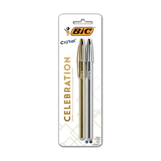 Caneta Premium Bic Cristal Celebration, Pacote com 2 Canetas, 1 Azul e 1 Preta, Ponta Esferográfica Média de 1.0mm